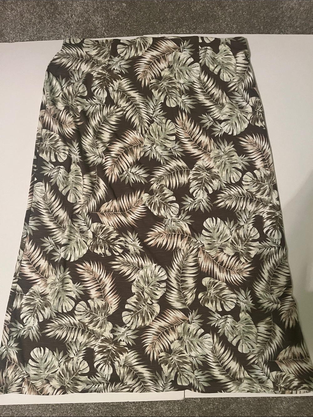 J. Jill Maxi Skirt with Brown , Green & Cream Tropical Leaf Print